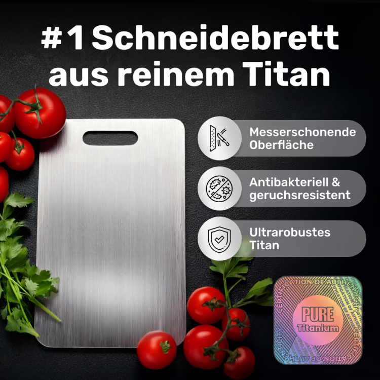 Katori Schneidebrett aus Titan mit Tomaten und Kräutern